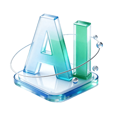 AI玻璃字母图标